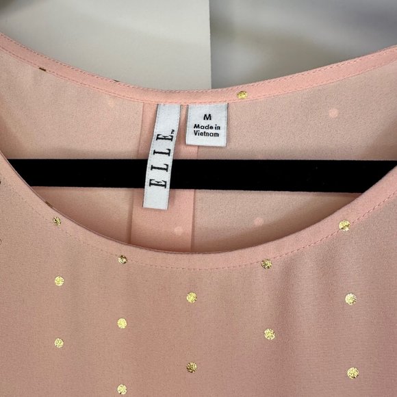 Elle Soft Pink with Gold Polka-dots Bell Sleeve Blouse - M - Picture 4 of 8